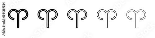 Aries zodiac sign icon black and white vector sign