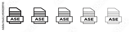 ASE File Document Icon black and white vector sign