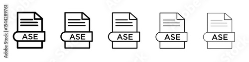 ASE File Document Icon black and white vector sign
