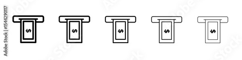 ATM cash icon black and white vector sign