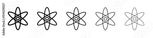 Atom scientific icon black and white vector sign