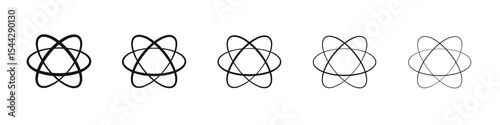 Atom icon black and white vector sign