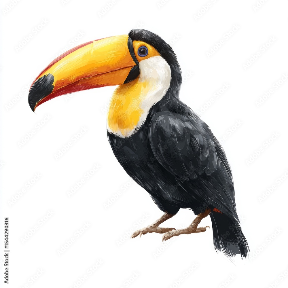 Fototapeta premium Colorful toucan with vibrant beak perched elegantly showcasing the beauty of rainforest wildlife and avian splendor