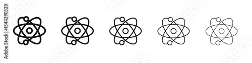 atom scientific icon black and white vector sign