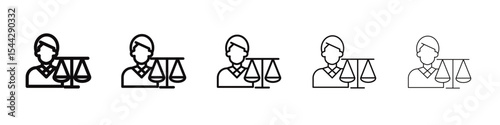 Attorney in law icon black and white vector sign