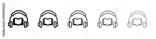 Audio book icon black and white vector sign