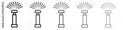 Automatic irrigation sprinklers icon black and white vector sign