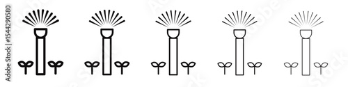 Automatic irrigation sprinklers icon black and white vector sign