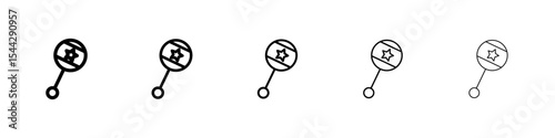 Baby rattle icon black and white vector sign