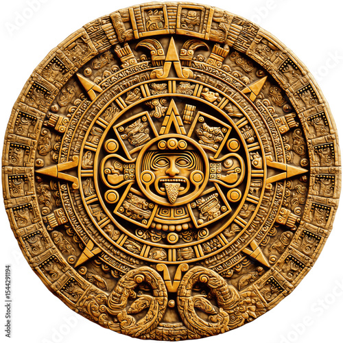Aztec Sun Stone Replica Intricate Detail of photo