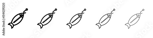 Bait Fishing Minnow icon black and white vector sign