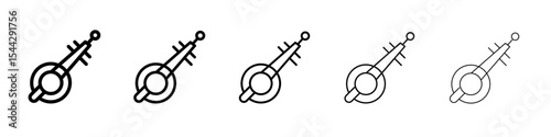 banjo icon black and white vector sign