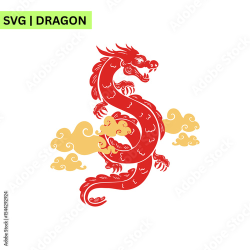 A whimsical dragon logo template illustrating a dragon curled around a treasure chest, emphasizing fun and imagination in a colorful artistic design.