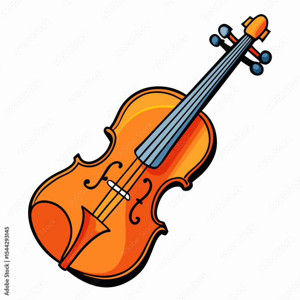 Fototapeta premium Cartoon Violin Vector Illustration – Playful, Stylish Music Instrument with Smooth Curves, Clean Design.