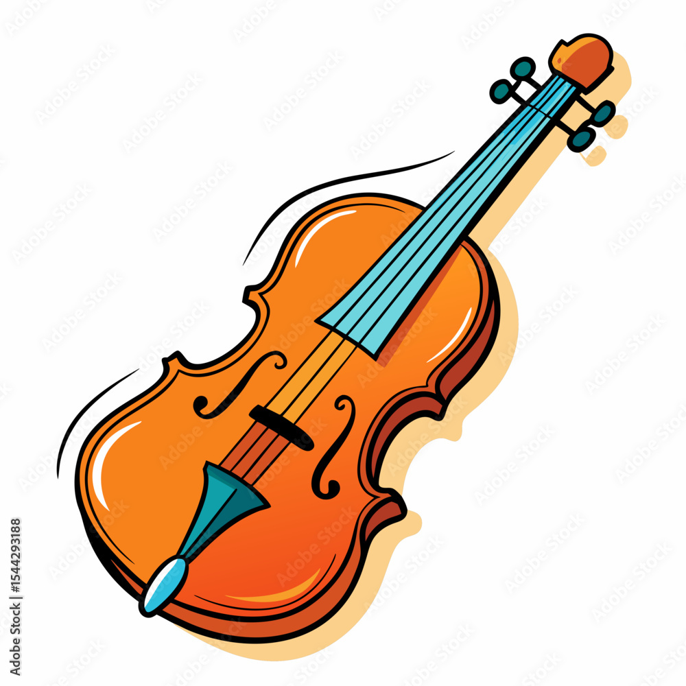 Fototapeta premium Cartoon Violin Vector Illustration – Playful, Stylish Music Instrument with Smooth Curves, Clean Design.