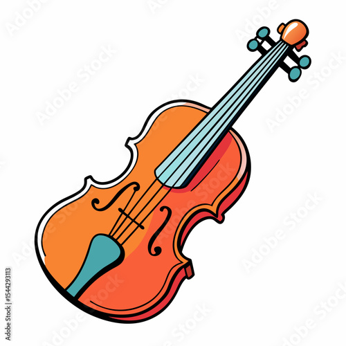 Cartoon Violin Vector Illustration – Playful, Stylish Music Instrument with Smooth Curves, Clean Design.