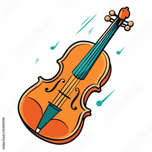 Cartoon Violin Vector Illustration – Playful, Stylish Music Instrument with Smooth Curves, Clean Design.
