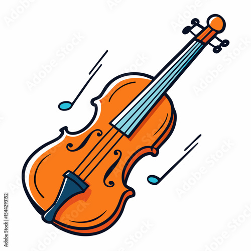 Cartoon Violin Vector Illustration – Playful, Stylish Music Instrument with Smooth Curves, Clean Design.