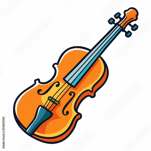 Cartoon Violin Vector Illustration – Playful, Stylish Music Instrument with Smooth Curves, Clean Design.