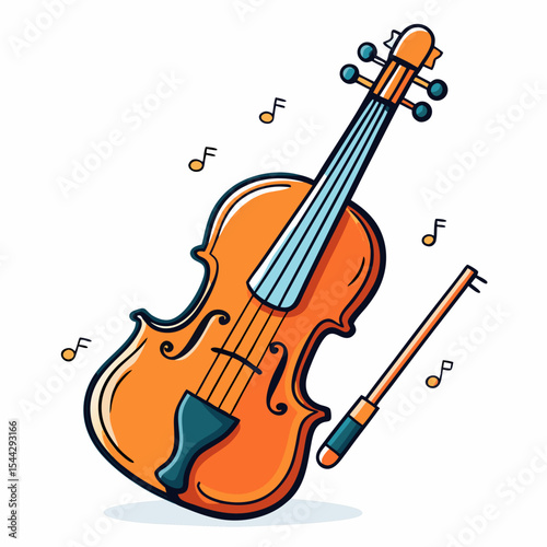 Cartoon Violin Vector Illustration – Playful, Stylish Music Instrument with Smooth Curves, Clean Design.