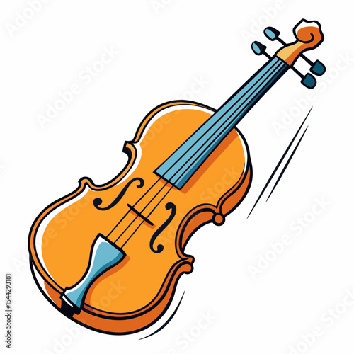 Cartoon Violin Vector Illustration – Playful, Stylish Music Instrument with Smooth Curves, Clean Design.