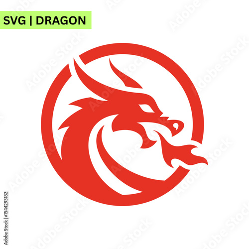 A whimsical dragon logo template illustrating a cute dragon blowing fire, emphasizing fun and imagination in a lively artistic design.