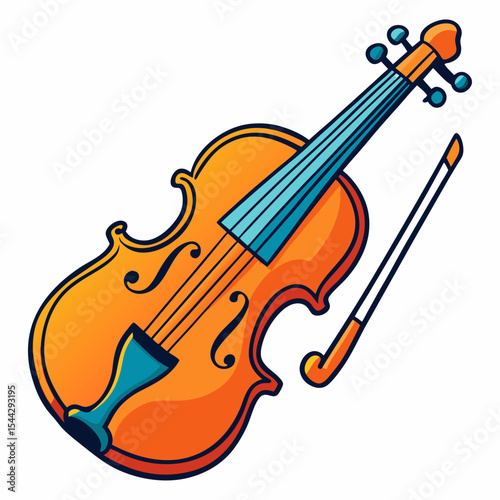 Cartoon Violin Vector Illustration – Playful, Stylish Music Instrument with Smooth Curves, Clean Design.