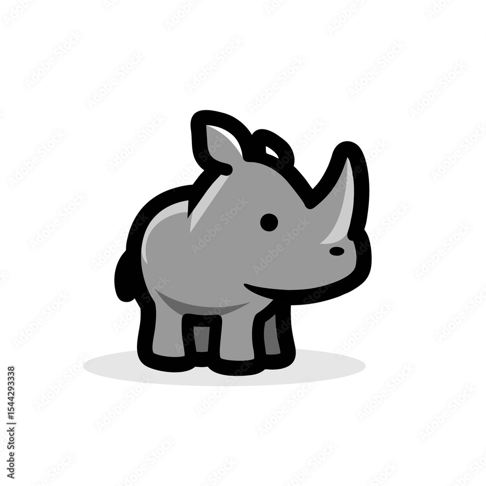 Naklejka premium cute baby rhino cartoon on white background. adorable animal logo rhinoceros vector design illustration character