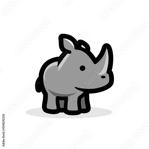 cute baby rhino cartoon on white background. adorable animal logo rhinoceros vector design illustration character