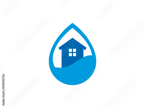 Residential Water and Home Plumbing Logo Template