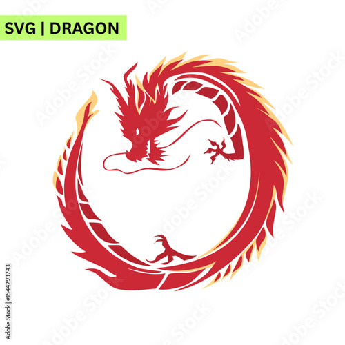 An engaging dragon logo illustration showcasing a majestic dragon in flight, representing adventure and creativity in a bold vector style.