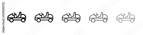 Beach toy car icon black and white vector sign