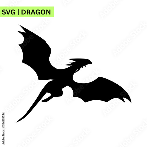 An engaging dragon logo illustration showcasing a majestic dragon in flight, representing adventure and creativity in a bold vector style.