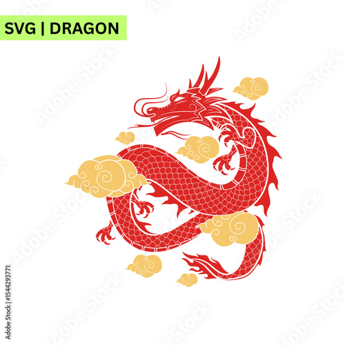 A fierce dragon vector logo featuring a stylized dragon with vibrant colors, symbolizing strength and power in a modern design.