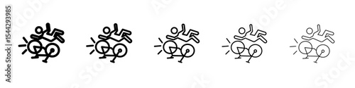 becycle accident icon black and white vector sign