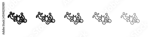 becycle accident icon black and white vector sign