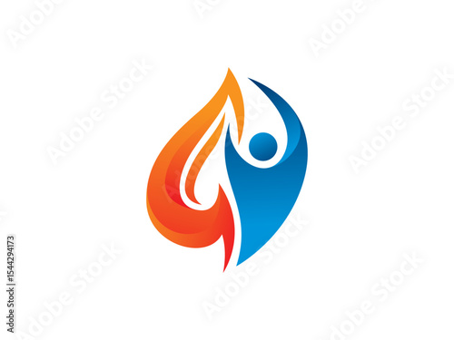Human Spirit and Flame Synergy Logo Template