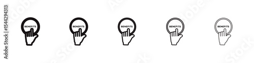 Benefits icon black and white vector sign