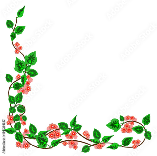 Vector illustration of a flower arrangement, including individual, stems, and leaves.
