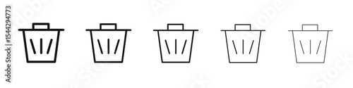 Bin icon black and white vector sign