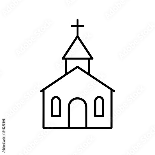 Church building icon in outline style – Christian place of worship