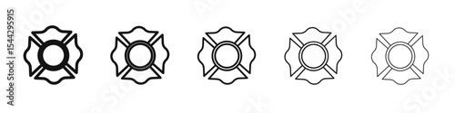 Blank Fire Department badge icon black and white vector sign