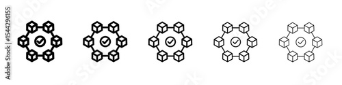 Blockchain technology icon black and white vector sign