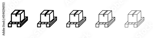 box on a pallet icon black and white vector sign