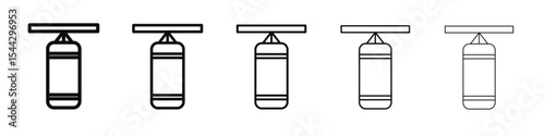 Boxing punch bag icon black and white vector sign