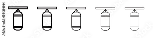 Boxing punch bag icon black and white vector sign