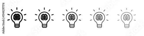 Brain idea icon black and white vector sign