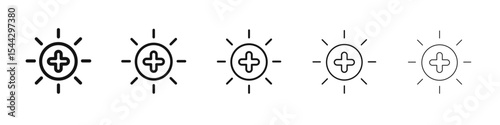Brightness icon black and white vector sign