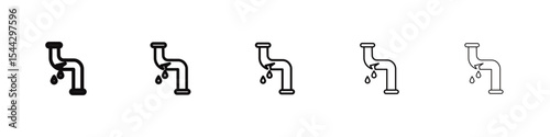 Broken pipe icon black and white vector sign