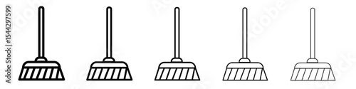 broom icon black and white vector sign